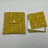 pochette lingettes démaquillantes - coton - cousu main jaune