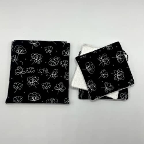 pochette lingettes démaquillantes - coton - cousu main noir