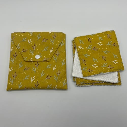 pochette lingettes démaquillantes - coton - cousu main jaune
